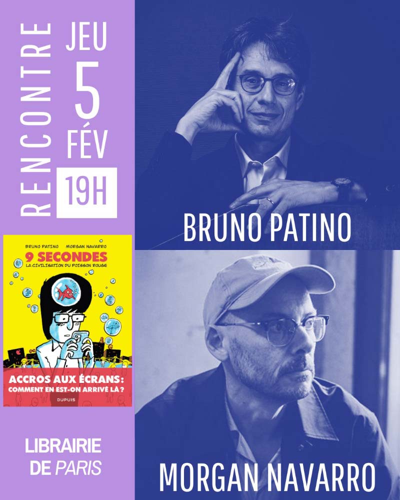 Bruno Patino et Morgan Navarro en dédicace à Paris