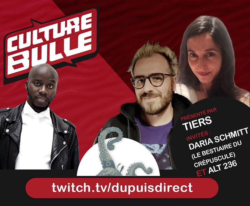 Live TWITCH avec Daria Schmitt (<i>Le bestiaire du Crépuscule</i>)