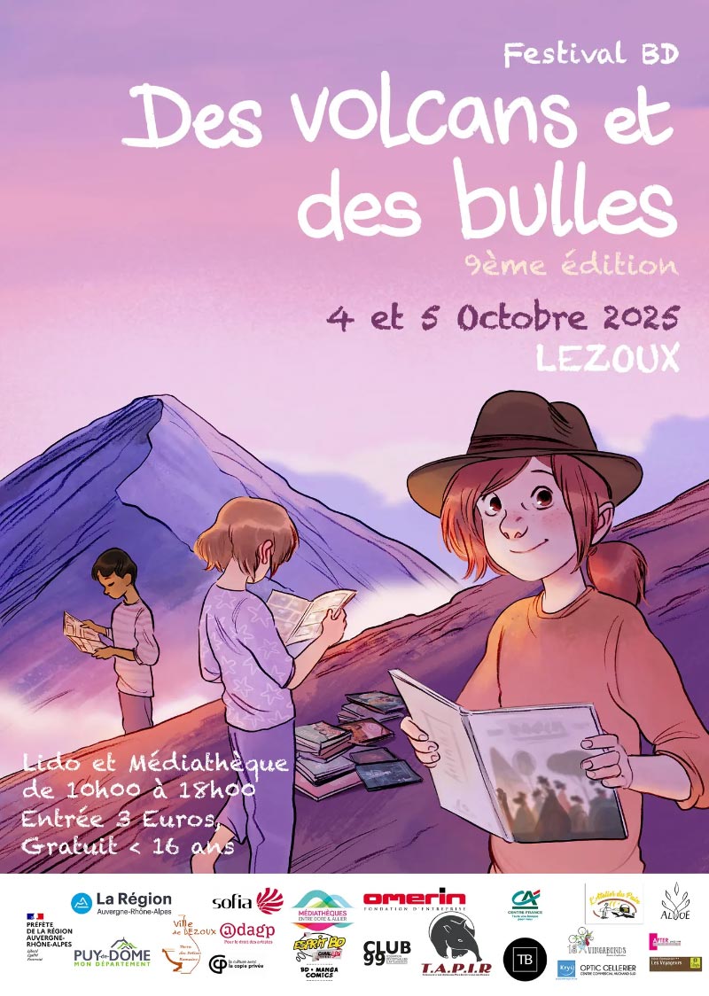 Marc Bourgne (<i>Henri Vaillant</i>) et Anaïs Flogny (<i>Le jour du caillou</i>) au festival Des volcans et des bulles à Lezoux